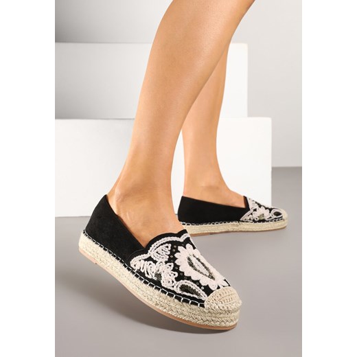 Born2be espadryle damskie bez zapięcia czarne płaskie letnie z tkaniny
