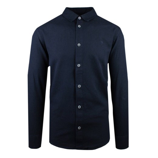 Wygodna Koszula Weekendowa z Lnu i Bawełny - Pako Jeans - Granatowa KSDCpjnsTWINgr ze sklepu JegoSzafa.pl w kategorii Koszule męskie - zdjęcie 179386618