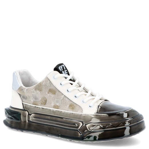 Skórzane sneakersy męskie - JOHN DOUBARE 24126 BIAŁE ze sklepu Tymoteo.pl - sklep obuwniczy w kategorii Trampki męskie - zdjęcie 179386756