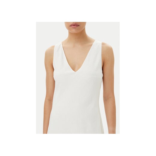 Sukienka Calvin Klein maxi biała z dekoltem w serek casual na ramiączkach 