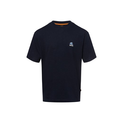 BOSS Orange Koszulka męska - Numery Mężczyźni Bawełna granatowy nadruk ze sklepu vangraaf w kategorii T-shirty męskie - zdjęcie 179391409