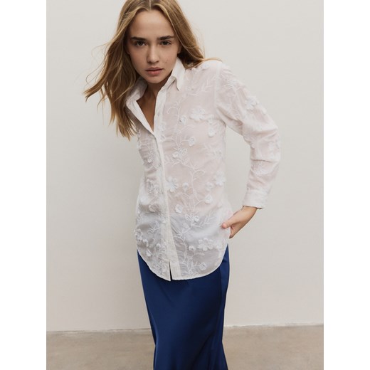 Reserved - Koszula z haftem - biały ze sklepu Reserved w kategorii Koszule damskie - zdjęcie 179391485