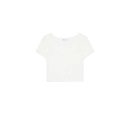 Cropp - Wzorzysta biała bluzka z kokardką - biały Cropp L Cropp