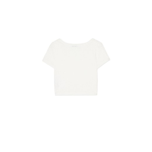 Cropp - Wzorzysta biała bluzka z kokardką - biały Cropp L Cropp