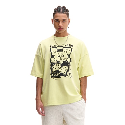 Cropp - Koszulka z motywem gry w kości - zielony ze sklepu Cropp w kategorii T-shirty męskie - zdjęcie 179392365
