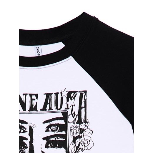 Cropp - Biała koszulka z kontrastowymi nadrukami - biały Cropp S Cropp