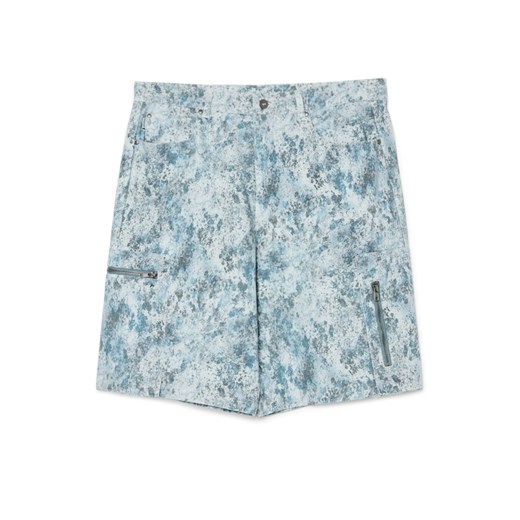 Cropp - Szorty z nadrukiem all over - surowy granatowy Cropp 28 Cropp