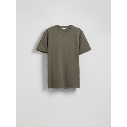 Reserved - Strukturalny t-shirt comfort fit - ciemnozielony Reserved S Reserved