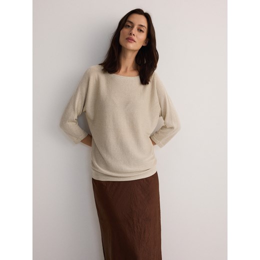 Reserved - Sweter z metalizowaną nitką - złoty ze sklepu Reserved w kategorii Swetry damskie - zdjęcie 179393185