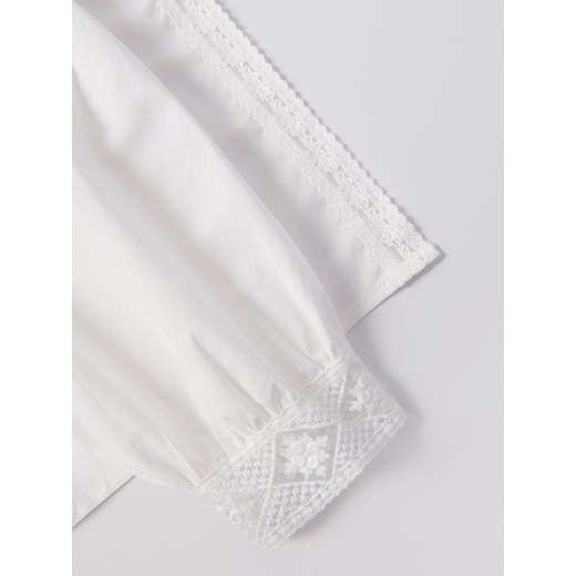 Reserved - Bluzka z haftowanym zdobieniem - złamana biel Reserved L Reserved
