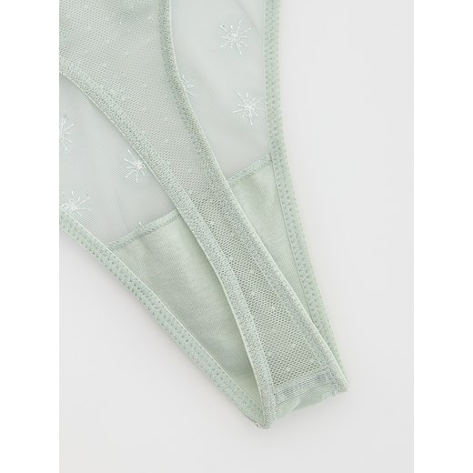 Reserved - Siateczkowe majtki typu stringi - jasnozielony Reserved S Reserved