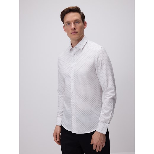 Reserved - Koszula slim fit w drobny wzór - biały ze sklepu Reserved w kategorii Koszule męskie - zdjęcie 179393608