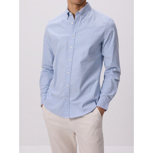 Reserved - Bawełniana koszula slim fit - jasnoniebieski ze sklepu Reserved w kategorii Koszule męskie - zdjęcie 179393645