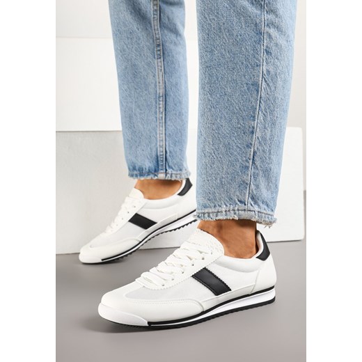 Białe Sneakersy z Ozdobnym Paskiem Cleota ze sklepu born2be.pl w kategorii Buty sportowe damskie - zdjęcie 179395485