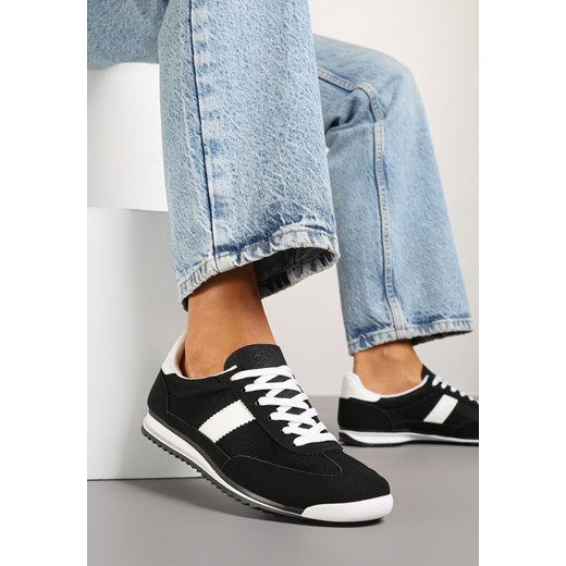 Czarne Sneakersy Ozdobione Paskiem Cleova ze sklepu renee.pl w kategorii Buty sportowe damskie - zdjęcie 179396197