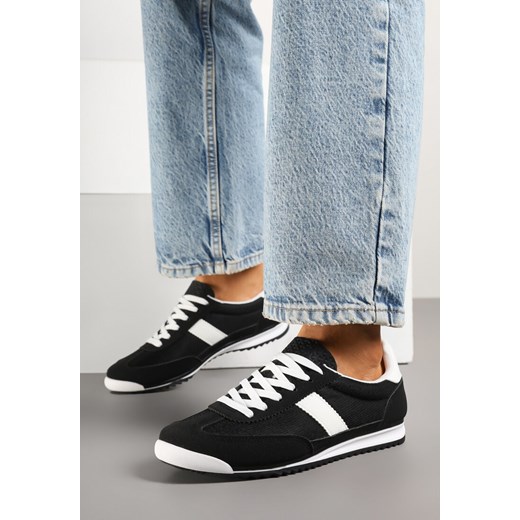 Czarne Sneakersy Ozdobione Paskiem Cleova Renee 37 wyprzedaż renee.pl