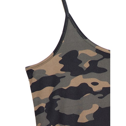 Cropp - Dopasowany crop top w moro - zielony Cropp XS Cropp