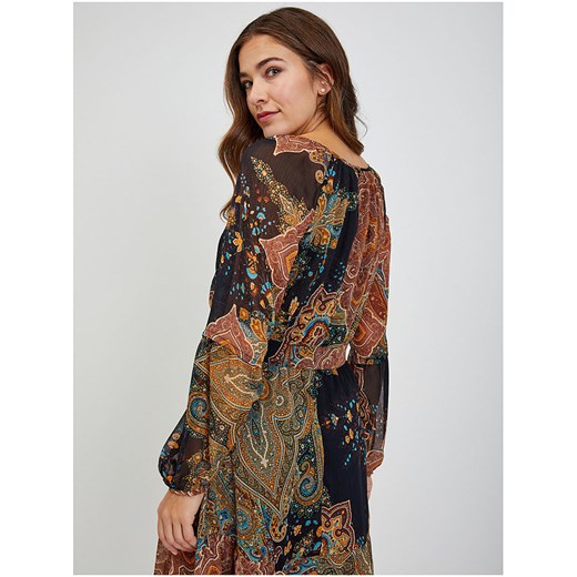 orsay Sukienka w kolorze czarno-karmelowym 38 wyprzedaż Limango Polska