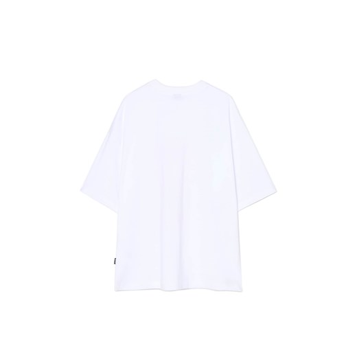 Cropp - Biały T-shirt z nadrukiem - biały Cropp S Cropp