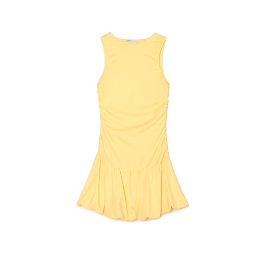 Cropp - Żółta sukienka mini z marszczeniami - żółty Cropp L Cropp