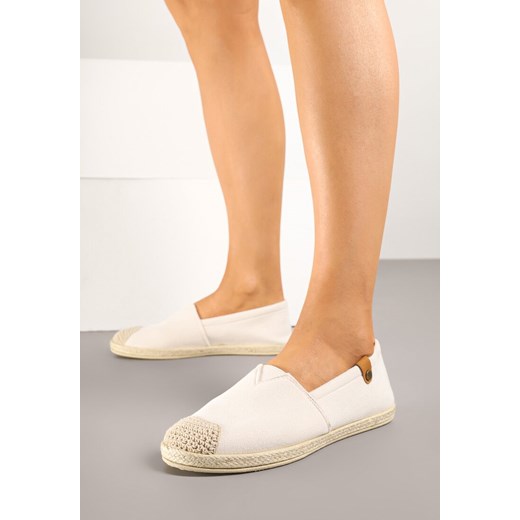 Beżowe Espadryle ze Zdobieniami z Plecionki i Elastyczną Wstawka Nelithae ze sklepu born2be.pl w kategorii Espadryle damskie - zdjęcie 179398577