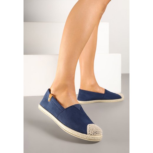 Granatowe Espadryle z Elastyczną Wstawką Zdobione Plecionką Kinellis ze sklepu renee.pl w kategorii Espadryle damskie - zdjęcie 179399467