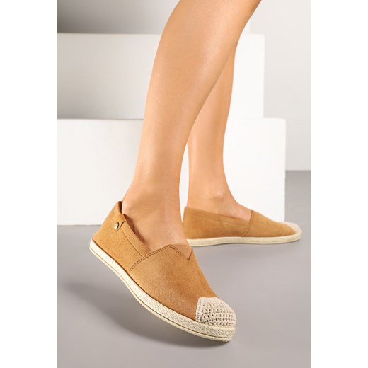 Brązowe Espadryle z Elastyczną Wstawką Zdobione Plecionką Kinellis ze sklepu renee.pl w kategorii Espadryle damskie - zdjęcie 179399479