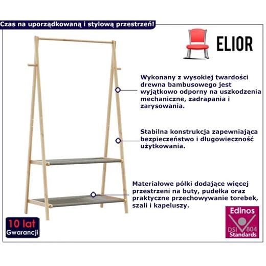 Wieszak stojący na ubrania z materiałowymi półkami 96cm - Udnox 3X Elior One Size Edinos.pl