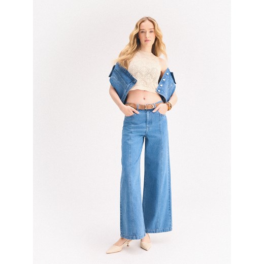 Mohito - Jeansy wide leg - niebieski ze sklepu Mohito w kategorii Jeansy damskie - zdjęcie 179401039