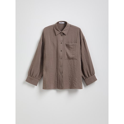 Reserved - Koszula z efektem gniecenia - brązowy Reserved L Reserved