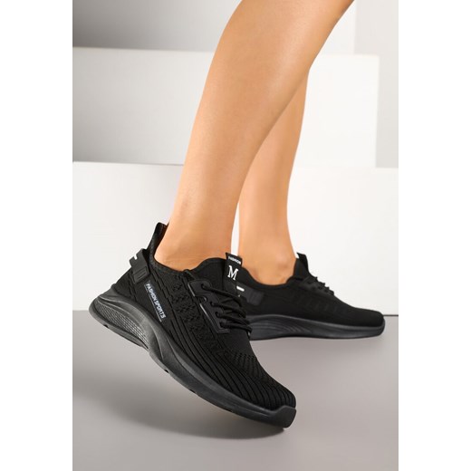 Czarne Buty Sportowe Sneakersy Ozdobione Tłoczeniem i Napisami Odalene ze sklepu renee.pl w kategorii Buty sportowe damskie - zdjęcie 179402397