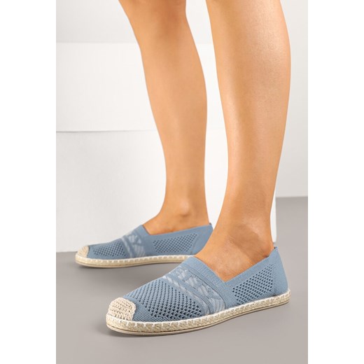 Jasnoniebieskie Espadryle z Ozdobnym Noskiem Perforacją i Napisem Palavella ze sklepu born2be.pl w kategorii Espadryle damskie - zdjęcie 179402968