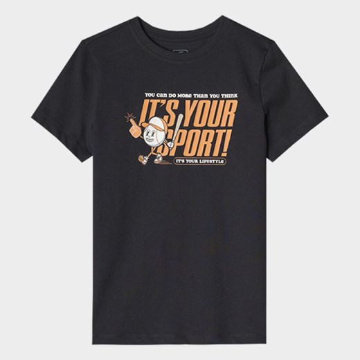 Chłopięcy t-shirt z nadrukiem 4F 4FJRSS25TTSHM2568 - czarny ze sklepu Sportstylestory.com w kategorii T-shirty chłopięce - zdjęcie 179403857