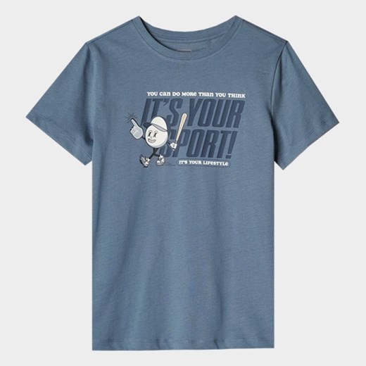 Chłopięcy t-shirt z nadrukiem 4F 4FJRSS25TTSHM2568 - niebieski ze sklepu Sportstylestory.com w kategorii T-shirty chłopięce - zdjęcie 179403865