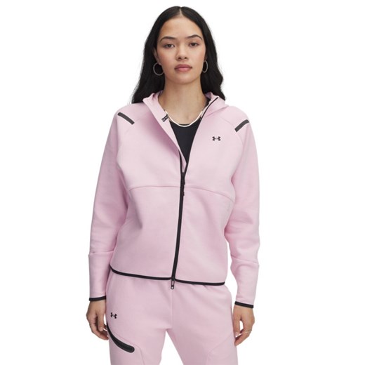 Damska bluza treningowa rozpinana z kapturem Under Armour Unstoppable Fleece FZ - różowa ze sklepu Sportstylestory.com w kategorii Bluzy damskie - zdjęcie 179403887