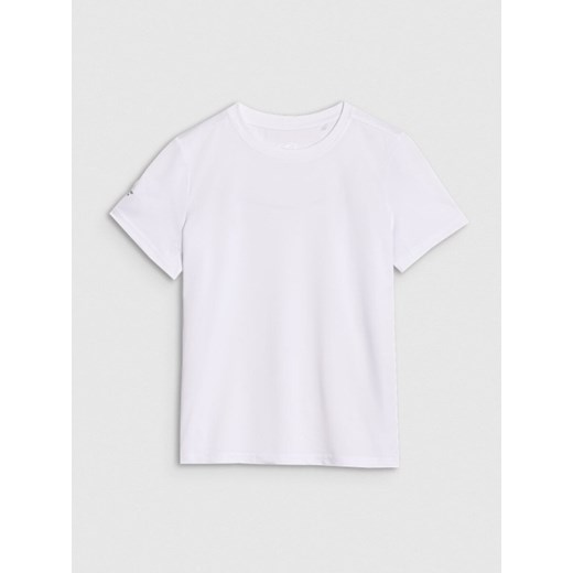 Chłopięcy t-shirt treningowy 4F 4FJWSS25TFTSM1438 - biały ze sklepu Sportstylestory.com w kategorii T-shirty chłopięce - zdjęcie 179404036