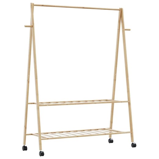 Wieszak stojący na ubrania z półkami i kółkami 132cm - Tempra 4X ze sklepu Edinos.pl w kategorii Meble - zdjęcie 179405676