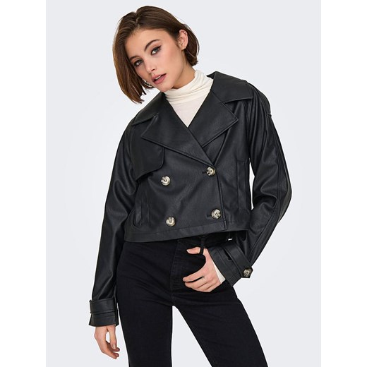 Czarna kurtka damska ONLY krótka poliestrowa bez kaptura 