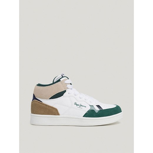 Pepe Jeans FOOTWEAR Skórzane sneakersy w kolorze biało-zielonym 37 okazja Limango Polska