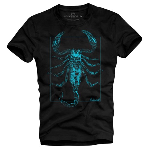 T-shirt męski UNDERWORLD Scorpion niebieski ze sklepu morillo w kategorii T-shirty męskie - zdjęcie 179407986