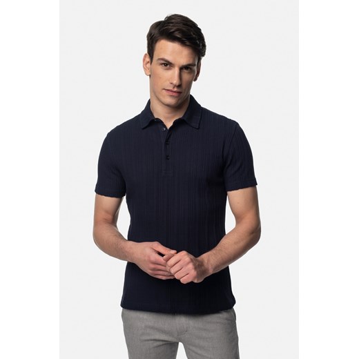 KOSZULKA POLO ANTRIA GRANATOWA Z BAWEŁNY ze sklepu Recman w kategorii T-shirty męskie - zdjęcie 179408275