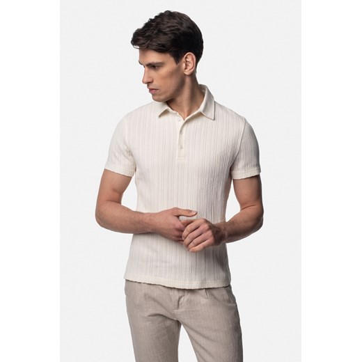 KOSZULKA POLO ANTRIA ECRU Z BAWEŁNY ze sklepu Recman w kategorii T-shirty męskie - zdjęcie 179408279