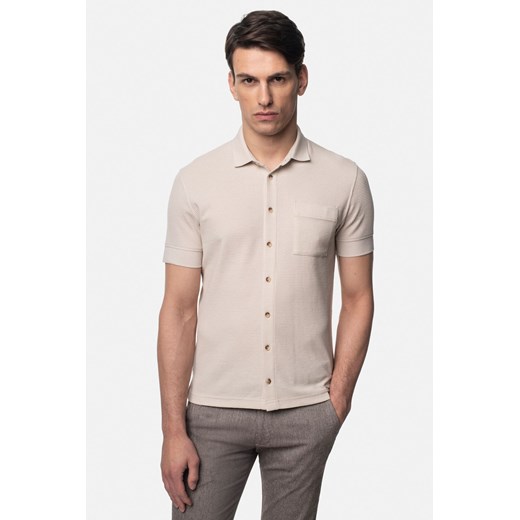 KOSZULKA POLO GOMERA BEŻOWA Z BAWEŁNĄ ze sklepu Recman w kategorii T-shirty męskie - zdjęcie 179408285