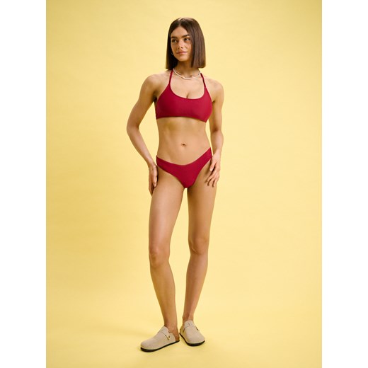 Cropp - Gładkie bordowe majtki kąpielowe - kasztanowy Cropp M Cropp