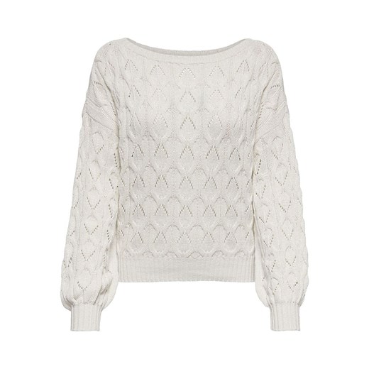 Sweter damski biały ONLY casual z okrągłym dekoltem 