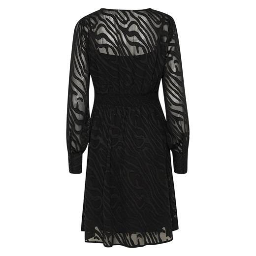 Sukienka czarna Cream na jesień mini z długim rękawem w serek 