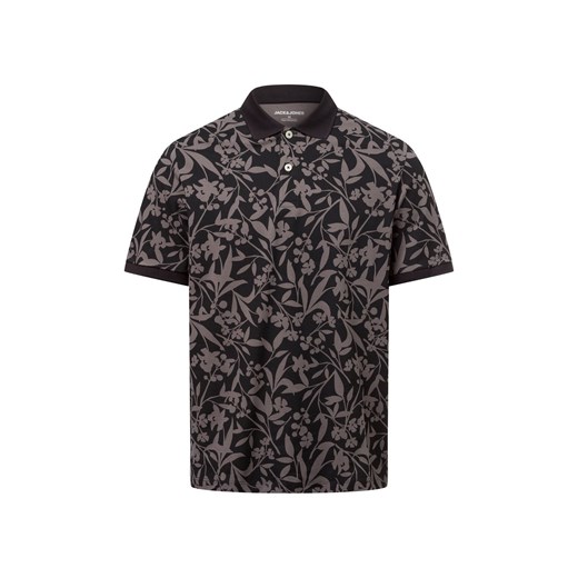 Jack & Jones Męska koszulka polo - JJJeff Mężczyźni Bawełna czarny wzorzysty ze sklepu vangraaf w kategorii T-shirty męskie - zdjęcie 179416335