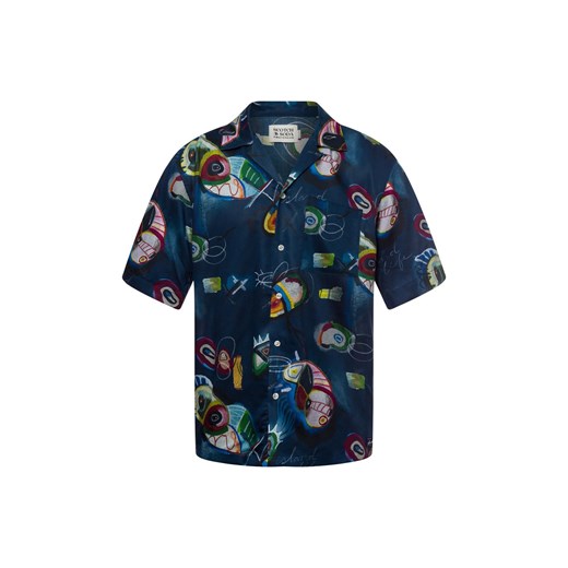 Scotch & Soda Męska koszulka z krótkim rękawem Mężczyźni Comfort Fit Lyocell granatowy wzorzysty ze sklepu vangraaf w kategorii Koszule męskie - zdjęcie 179416347