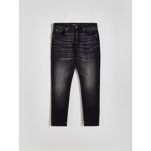 Reserved - Jeansy slim fit z przetarciami - czarny Reserved 32 Reserved wyprzedaż