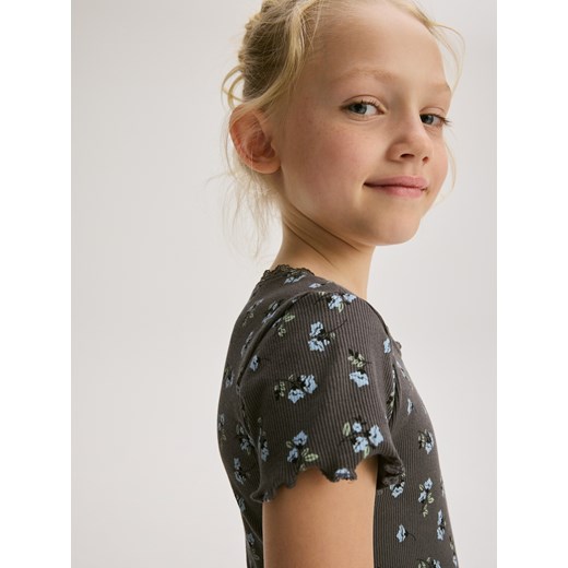 Reserved - Wzorzysty t-shirt - ciemnoszary Reserved 140 (9 lat) Reserved